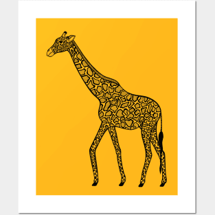 Nubian Giraffe Ink Art Design - cool animal art - light colors Posters and Art